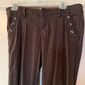 Level 99 Brown Button-Accent Trousers